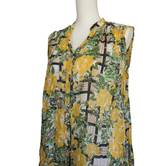 Anthropologie Porridge Arboretum Rose Trellis Floral Sleeveless Dress - Picture 4 of 7